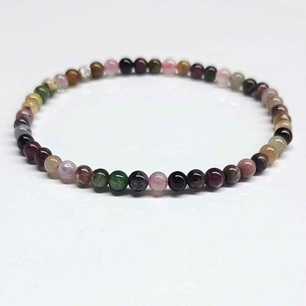 Multi Color Tourmaline Round Bead Bracelet - Stone of Joy & Emotional Healing